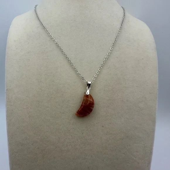 Sunstone Crescent Moon Pendant Necklace - Picture 5 of 13